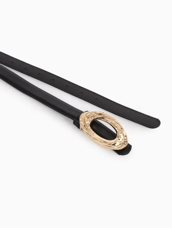 Ремень жен 04-01-01-04, Июнь2513, 2,4*0,3*110 см, без винта, пряж золото, гвоздик, черный