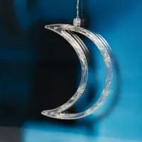 Гирлянда &laquo;Бахрома&raquo; 2.7&times;0.9 м с насадками &laquo;Месяц&raquo;, IP20, прозрачная нить, 138 LED, свечение белое, 8 режимов, 220 В