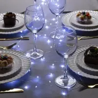 Гирлянда &laquo;Мишура&raquo; 5 м, роса, IP20, серебристая нить, 100 LED, 2 режима, от батареек АА&times;3, свечение белое