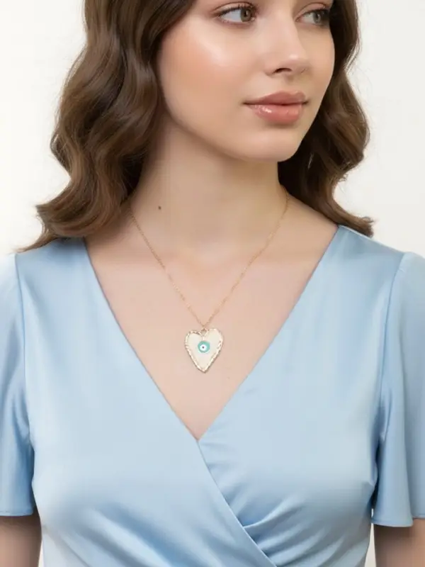 Кулон на цепочке &laquo;Прелесть&raquo;, сердце, оберег, голубой в золоте, 40 см
