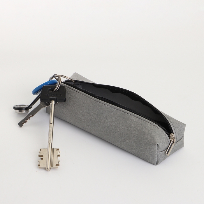 Ключница на молнии, длина 16 см, кольцо, карабин, цвет серый Ключница на молнии, длина 16 см, кольцо, карабин, цвет серый