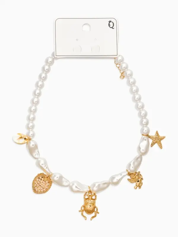 Бусы "Жемчуг" скоробей, 40+уудл. №10, цвет белый в золоте