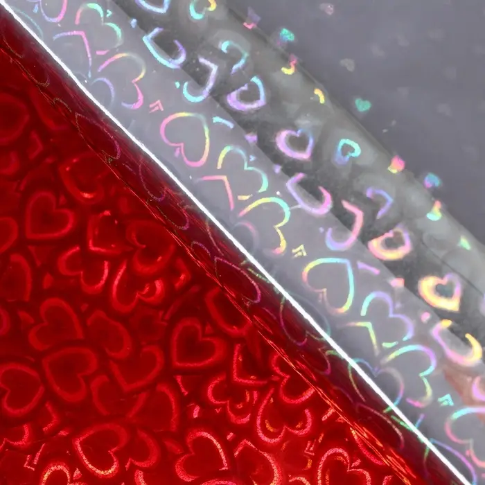 Пленка голографическая, «Сердечки», красная, 70 см × 1 м