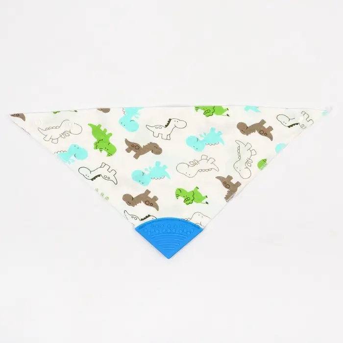 Нагрудник-бандана/слюнявчик для кормления непромокаемый с прорезывателем на кнопке, голубой, МИКС