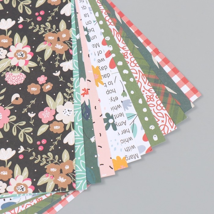 Набор бумаги для скрапбукинга 12 листов 12 дизайнов Набор бумаги для скрапбукинга 12 листов 12 дизайнов "Гармония" 160 гр 15,2х15,2 см