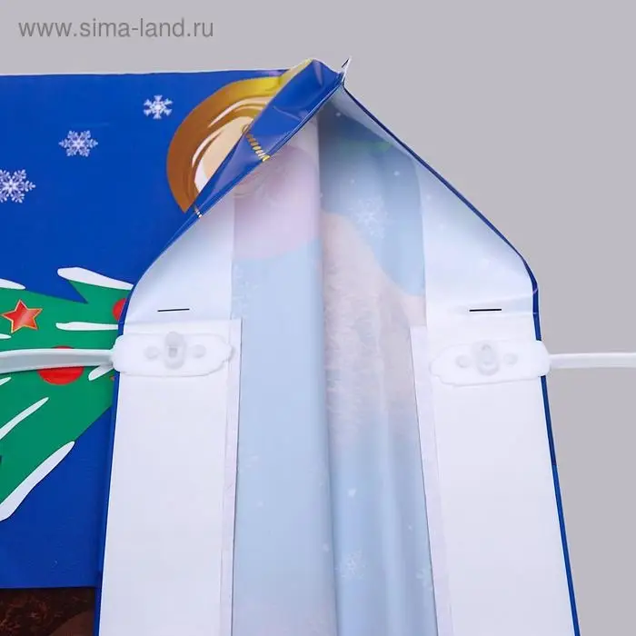 Пакет «Мишка с елкой», полиэтиленовый с пластиковой ручкой, 37×35 см