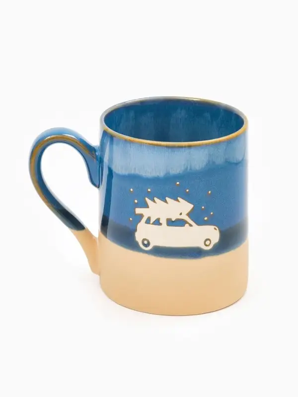 Кружка чайная новогодняя «Машина с ёлкой», 350 мл, ручная работа