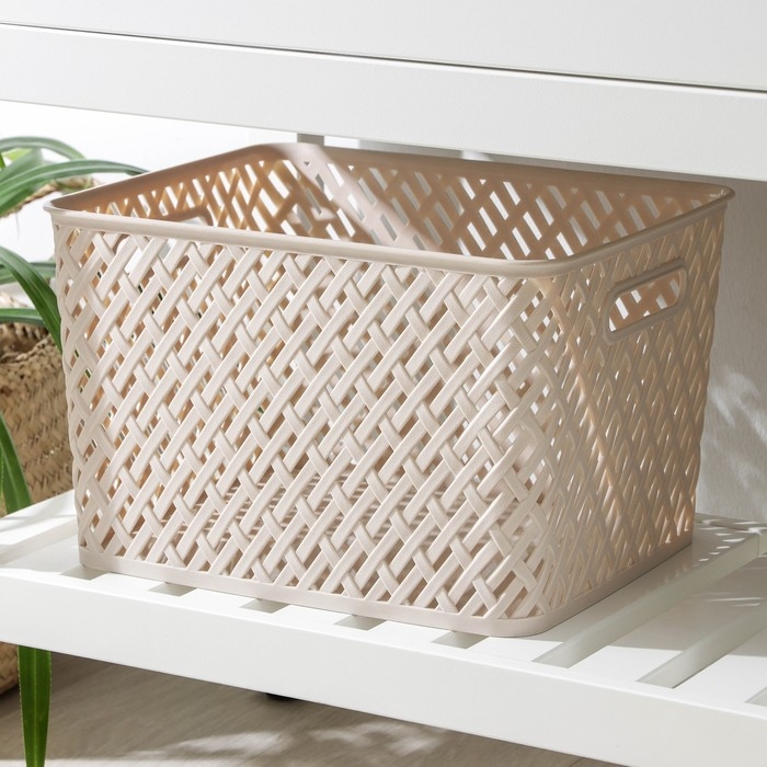 Корзина для хранения «Плетёнка», 35×29×22,5 см, цвет бежевый