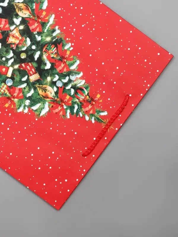 Пакет подарочный новогодний ламинированный, «Дед Мороз летит» 26×12×32 см