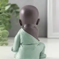 Сувенир полистоун "Маленький будда - кунг-фу" зелёно-коричневый 6,8х7,5х11 см