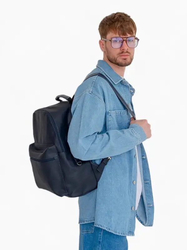 Рюкзак городской TEXTURA на молнии с карманом, размер 30&times;17&times;42 см, тёмно-синий