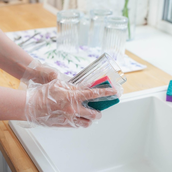 Перчатки одноразовые полиэтиленовые Доляна, 100 шт/уп, 0,6 гр/перчатка Перчатки одноразовые полиэтиленовые Доляна, 100 шт/уп, 0,6 гр/перчатка