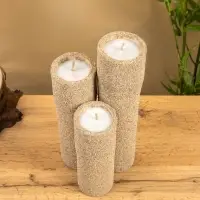 Свеча в бамбуке тройная, 15×15×30 см, 100 мл, песочная