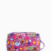 Косметичка-футляр маленькая, для косметики, лекарств, прокладок, с принтом, фиолетовая