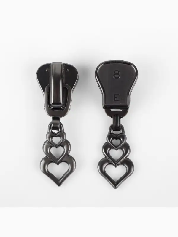 Бегунок для молнии &laquo;Трактор&raquo;, №8, &laquo;Сердца&raquo;, 10 шт., цвет чёрный никель