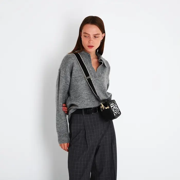 Сумка женская кросс-боди на молнии, 18&times;7&times;16 см, с животным принтом, чёрная