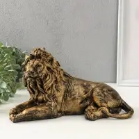 Фигура гипс &laquo;Лев африканский&raquo;, чёрный с золотом, 18&times;40&times;20 см