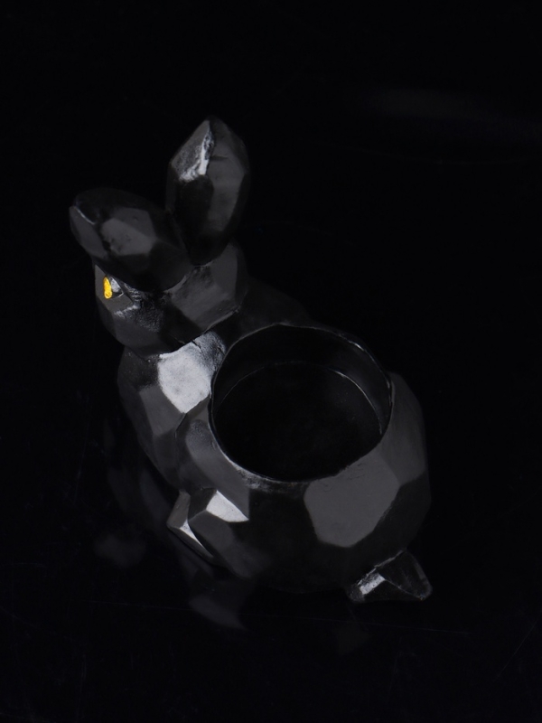 Подсвечник "Заяц геометрический" 8х7х5 см, чёрный