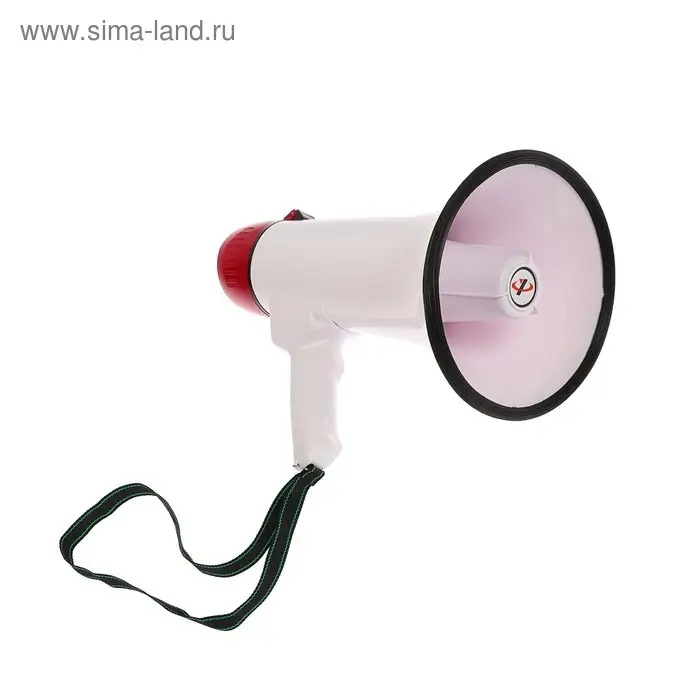Мегафон ручной Luazon Rad-25, 25 Вт, дальность до 400 м, запись 10 сек, сирена, бело-красный