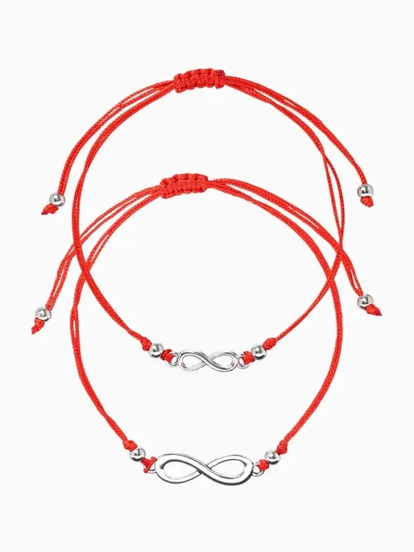 Браслет-оберег &laquo;Красная нить&raquo; In love мы с тобой связаны, набор 2 шт. цвет серебро, 5.5 см