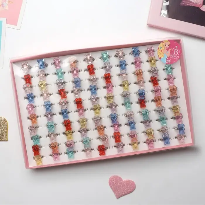 Кольцо детское Выбражулька «Мармеладный мишка», МИКС в серебре, безразмерное Кольцо детское Выбражулька «Мармеладный мишка», МИКС в серебре, безразмерное