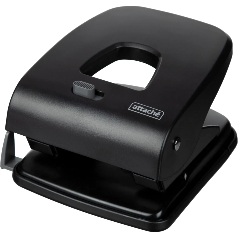 Дырокол Attache Perform до 40 листов, блокиратор,линейка,пластик, черный
