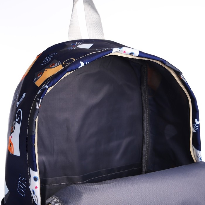 Рюкзак школьный из текстиля на молнии, 3 кармана, цвет синий Рюкзак школьный из текстиля на молнии, 3 кармана, цвет синий