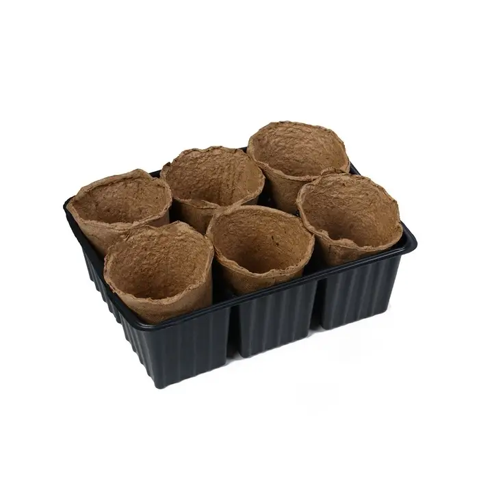 Набор для рассады: торфяной горшок 6×6 см, кассета на 6 ячеек, 17.5×13.5 см, Greengo