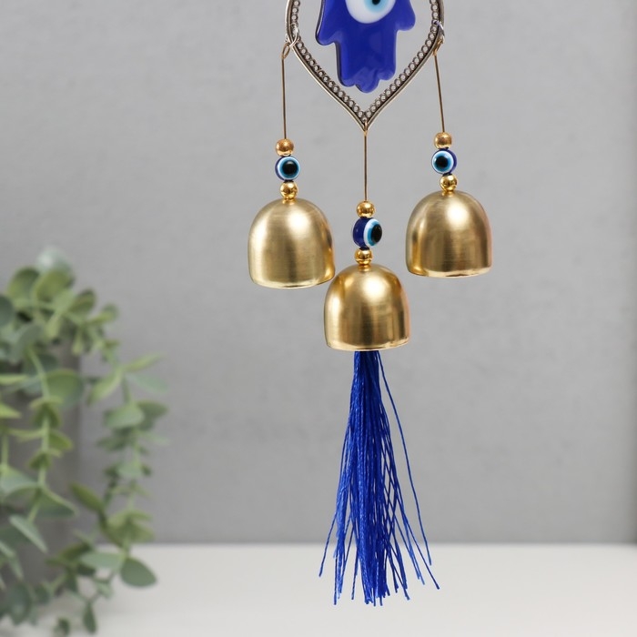 Музыка ветра металл, пластик Музыка ветра металл, пластик "От сглаза. Три золотых колокольчика" 38х5,5х2,8 см