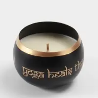 Свеча в чаше Yoga heal the soul, 200 г, 8.5&times;7 см, соевый воск, чёрная