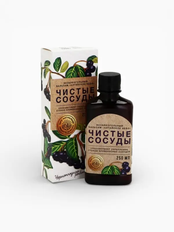 Бальзам безалкогольный &laquo;Чистые сосуды&raquo; с черноплодной рябиной, 250 мл.