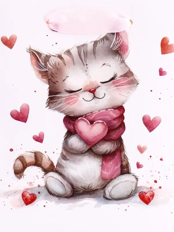 Пакет подарочный вертикальный «Сердечный котик», S 12×15×5.5 см Пакет подарочный вертикальный «Сердечный котик», S 12×15×5.5 см