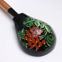 Ложка деревянная &laquo;Чернушка&raquo;, полубаская, 20&times;6.3 см, хохлома, ручная роспись, МИКС