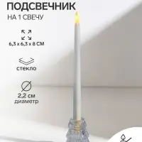 Стеклянный подсвечник на 1 свечу &laquo;Ёлочка гофре&raquo;, прозрачный, d=2.2 см, 6&times;6&times;8 см
