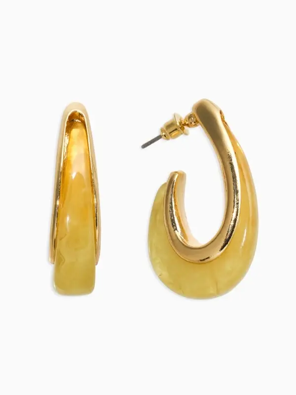 Серьги акрил "Петля", цвет зелёный в золоте