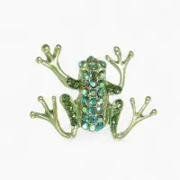 Брошь &laquo;Лягушка&raquo;, волшебная, зелёная в золоте