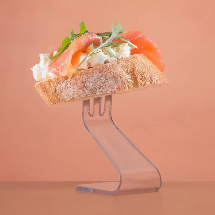 Шпажка пластиковая одноразовая для канапе «Трезубец», прозрачная