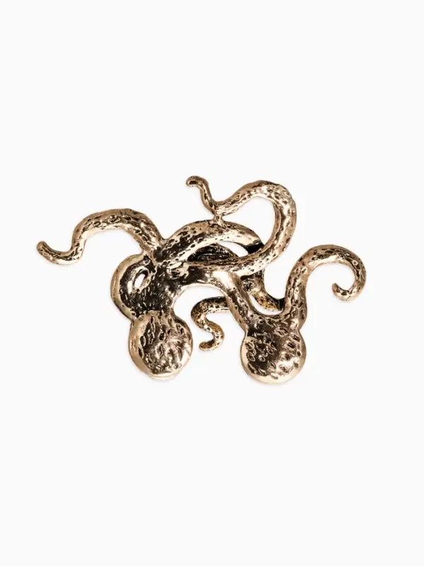 Брошь для кармана &laquo;Осьминог&raquo;, цвет чернёное золото