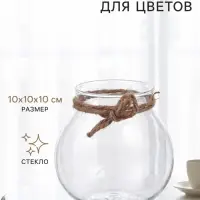 Декоративное кашпо для цветов &laquo;Мешочек&raquo;, стеклянное, 10&times;10&times;10 см, Greengo