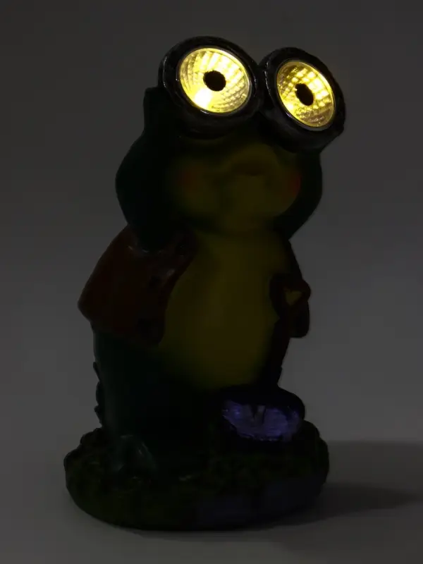 Садовая фигура - фонарь из полистоуна &laquo;Лягушонок с биноклем&raquo;, 8&times;7&times;15 см