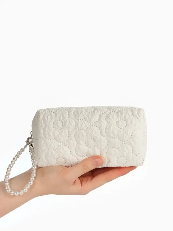 Косметичка дор Цветок 17*6*9, отд на молнии, молочный