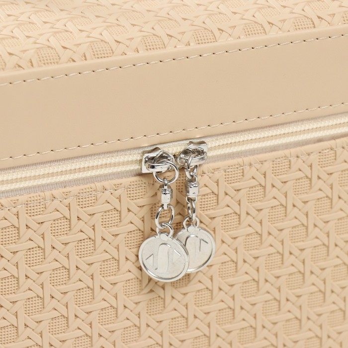 Шкатулка кожзам с зеркалом  Шкатулка кожзам с зеркалом "Вязка. бежевая" набор 3 шт 21х13,5х13;18,5х10,5х10;16,5х15х23 см