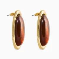 Серьги большие &laquo;Стиль. Овал&raquo;, акрил, янтарные в золоте