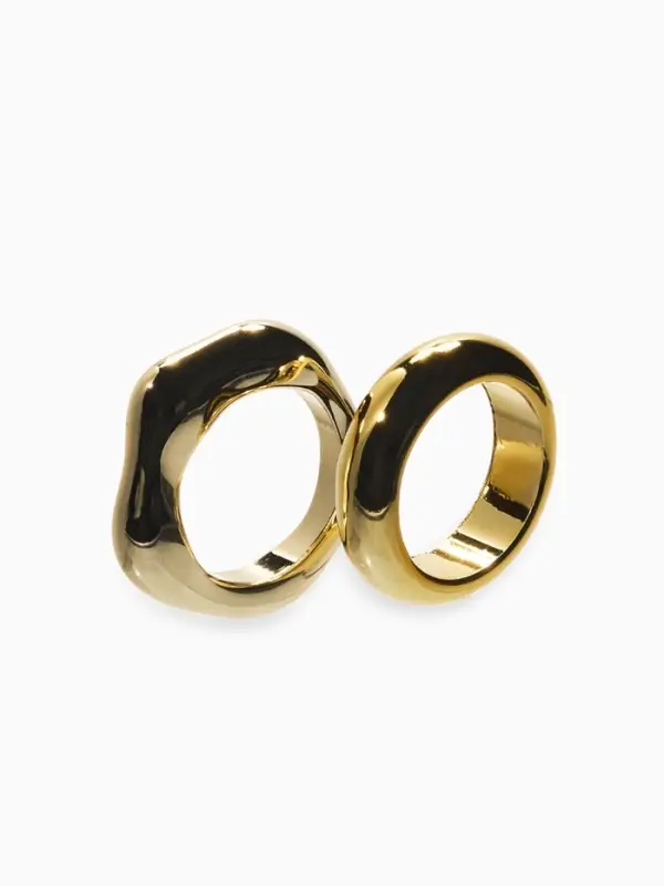Кольцо пластик &laquo;Стиль&raquo;, набор 2 шт. размер 17, цвет золото