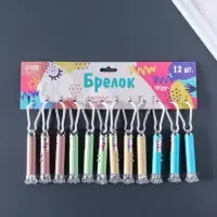 Фонарик-лазер брелок на карабине "Цветок" пастель МИКС 2,5х2,5х8 см