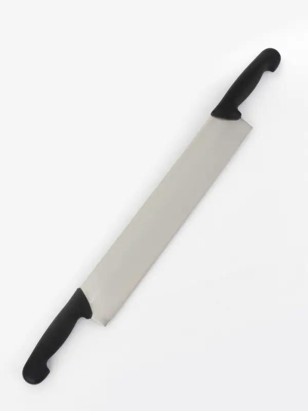 Нож для сыра с двумя ручками Sharp, лезвие 36.3 см, нержавеющая сталь, чёрная ручка