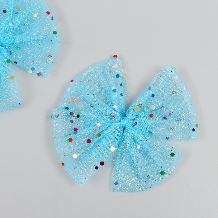 Декор для творчества Декор для творчества "Бант из Фатина" голубой, 9 см (набор 2 шт)