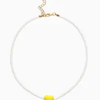 Чокер из бисера "Сердце", цвет бело-жёлтый в золоте, L=45 см