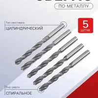 Сверло по металлу ТУНДРА, HSS, цилиндрический хвостовик, 12&times;150 мм, 5 шт.