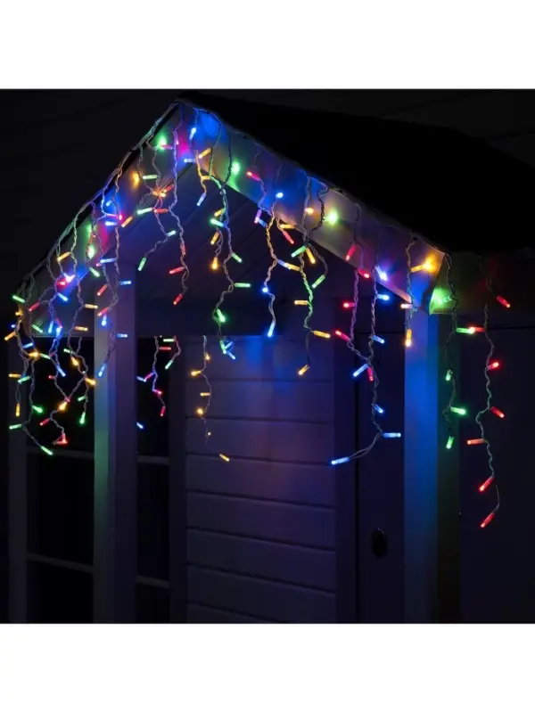 Гирлянда &laquo;Бахрома&raquo; 3&times;0.6 м, IP65, УМС, белая нить каучук, 108 LED, свечение мульти, 220 В